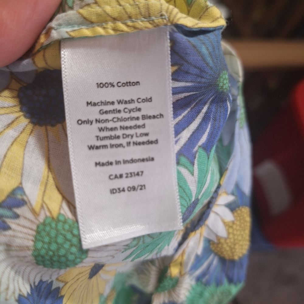 Talbots Cotton Button Front Shirt - Flower Power Size X - Picture 7 of 7